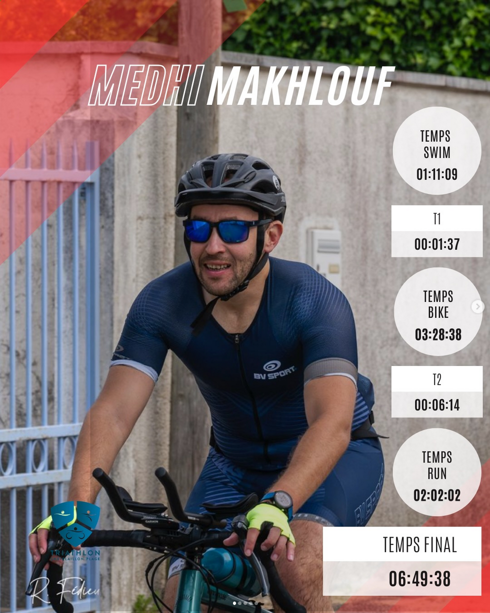Medhi finisher du Triathlon L de Châtelaillon-Plage - Christophe LLAMAS Coaching
